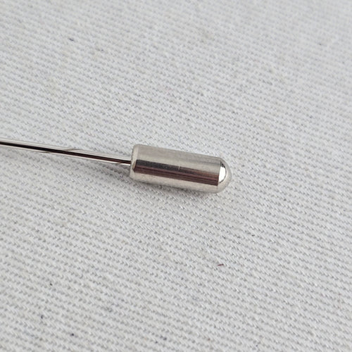 Vintage Sterling Silver Filigree Stick Pin with Oval Pink Stone & End Cap
