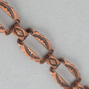Mid-Century Copper Panel Bracelet – Boho Western Stamped Openwork Links