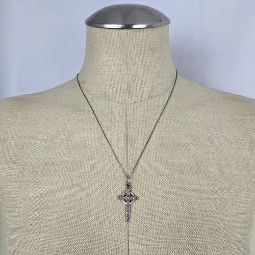 Hallmarked Sterling Silver Celtic Cross Necklace on 925 Box Chain