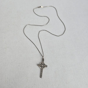 Hallmarked Sterling Silver Celtic Cross Necklace on 925 Box Chain
