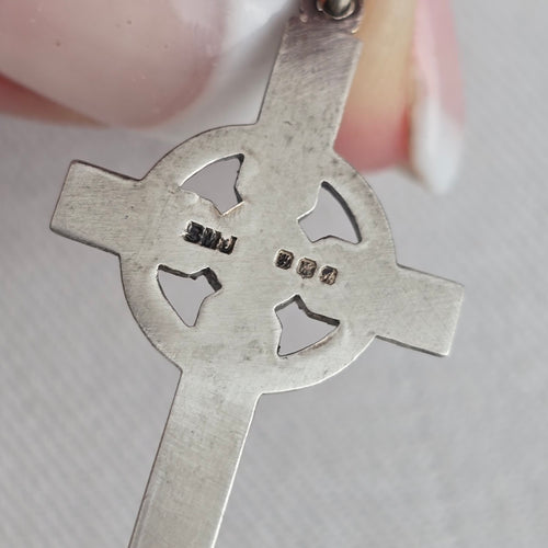 Hallmarked Sterling Silver Celtic Cross Necklace on 925 Box Chain