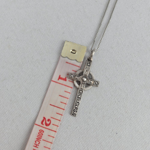 Hallmarked Sterling Silver Celtic Cross Necklace on 925 Box Chain