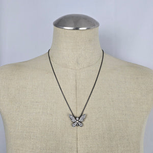 Brighton Silver Plated Pavé Crystal Butterfly Slide Pendant Necklace