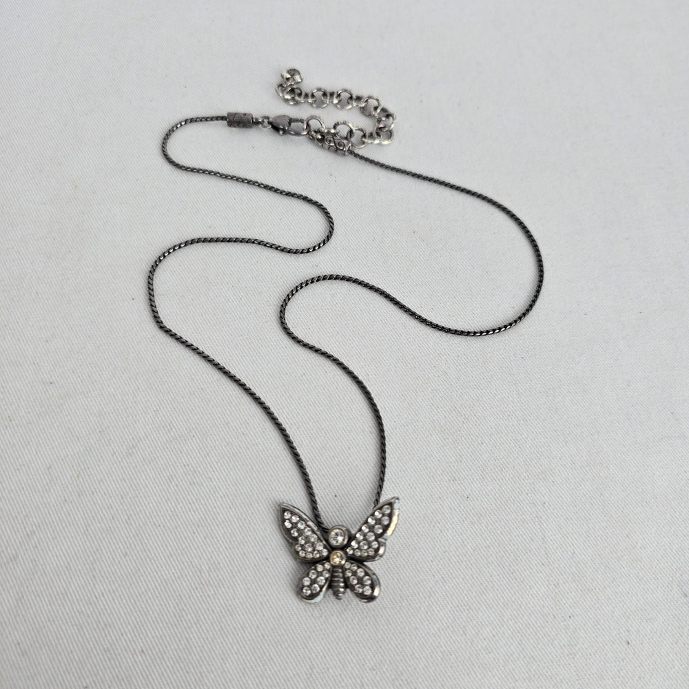 Brighton Silver Plated Pavé Crystal Butterfly Slide Pendant Necklace