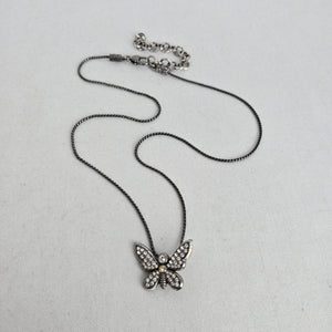 Brighton Silver Plated Pavé Crystal Butterfly Slide Pendant Necklace