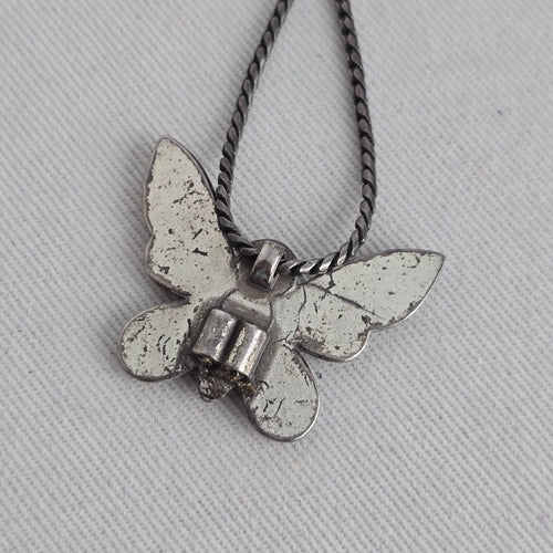 Brighton Silver Plated Pavé Crystal Butterfly Slide Pendant Necklace