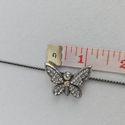 Brighton Silver Plated Pavé Crystal Butterfly Slide Pendant Necklace