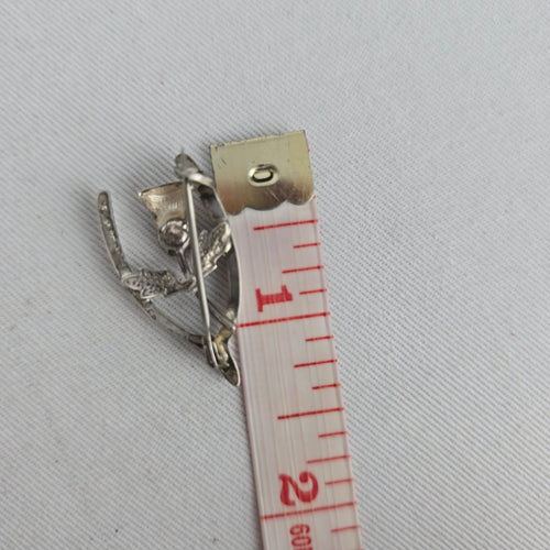 Vintage Sterling Silver Scottish Thistle Wishbone Brooch – Amber Citrine Glass