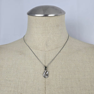 Vintage 925 Sterling Silver Fish Hook Pendant Necklace