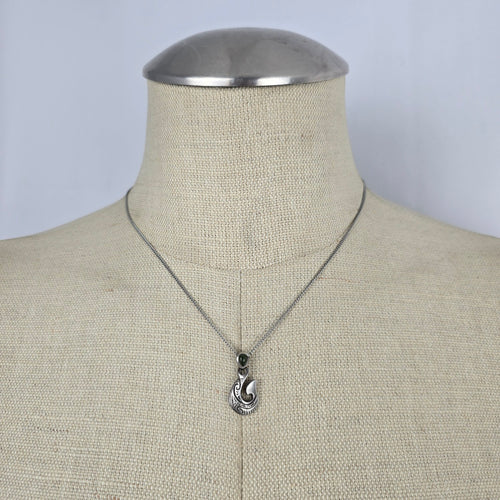Vintage 925 Sterling Silver Fish Hook Pendant Necklace