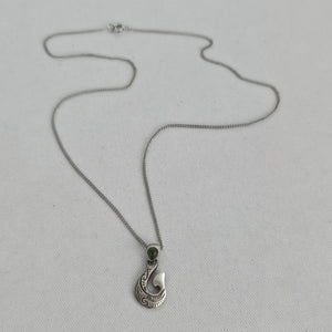 Vintage 925 Sterling Silver Fish Hook Pendant Necklace