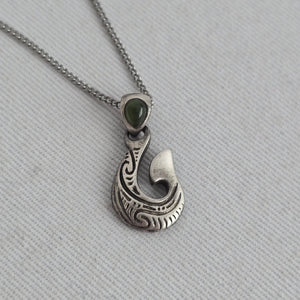 Vintage 925 Sterling Silver Fish Hook Pendant Necklace
