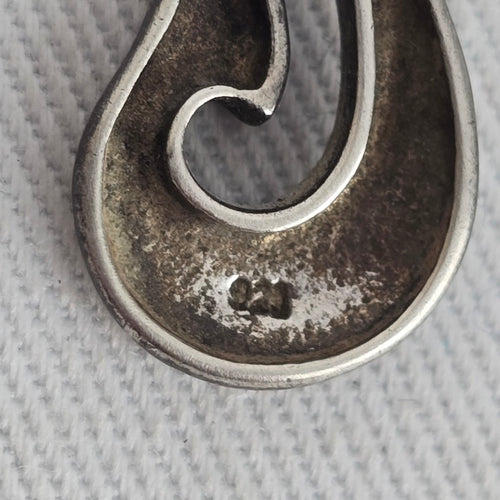 Vintage 925 Sterling Silver Fish Hook Pendant Necklace