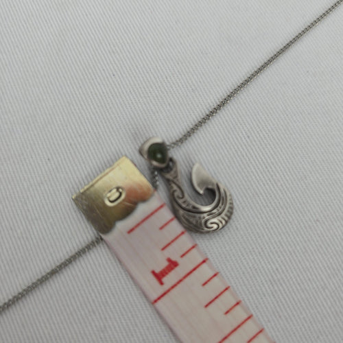 Vintage 925 Sterling Silver Fish Hook Pendant Necklace