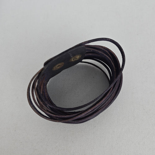 Purple Leather Multi-Strand Cuff Bracelet Snap Closure
