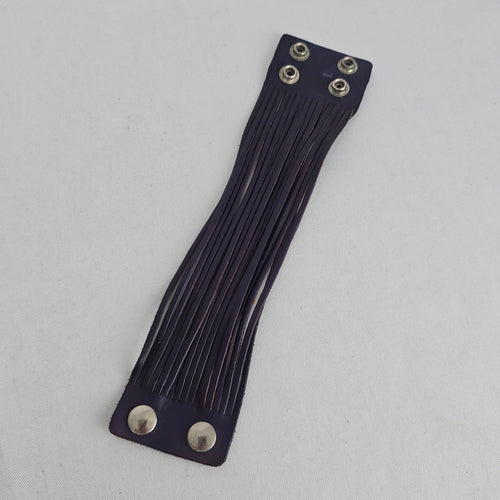 Purple Leather Multi-Strand Cuff Bracelet Snap Closure