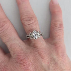 Silver Marquise Cut Halo Statement Ring Size 8