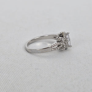 Silver Marquise Cut Halo Statement Ring Size 8
