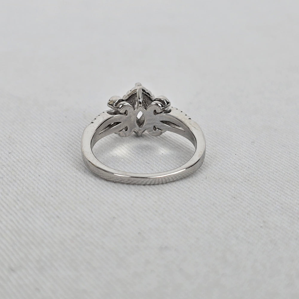 Silver Marquise Cut Halo Statement Ring Size 8