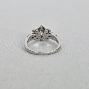 Silver Marquise Cut Halo Statement Ring Size 8