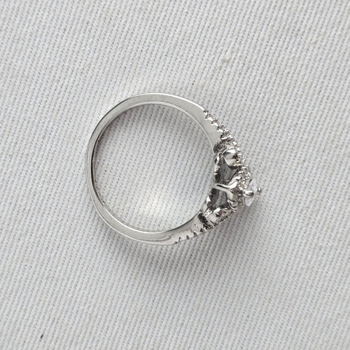 Silver Marquise Cut Halo Statement Ring Size 8