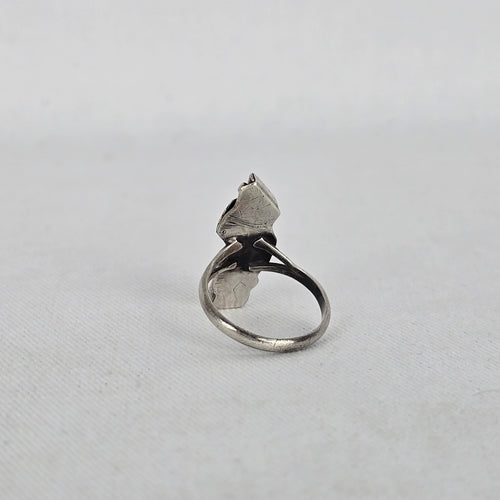 Vintage Sterling Silver Navajo Cream Stone Geometric Statement Ring Size 5.5