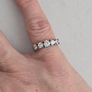 Vintage Sterling Silver Five Stone Band Ring Size 6