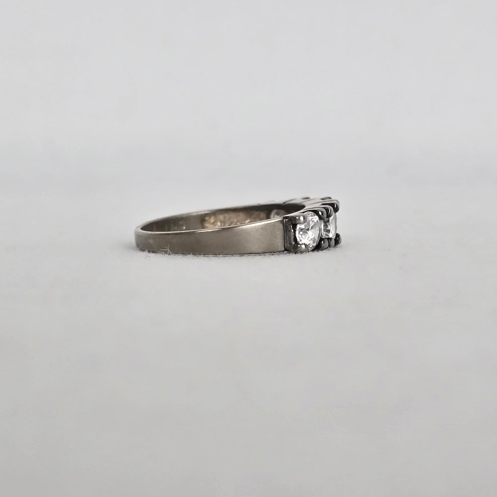 Vintage Sterling Silver Five Stone Band Ring Size 6