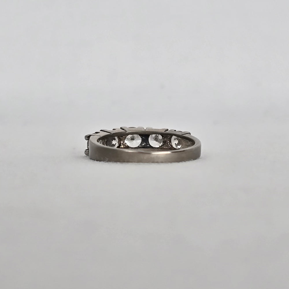Vintage Sterling Silver Five Stone Band Ring Size 6