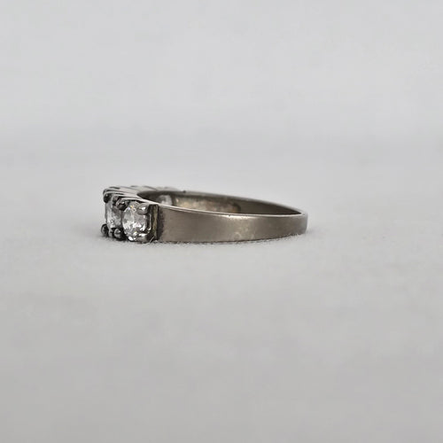 Vintage Sterling Silver Five Stone Band Ring Size 6