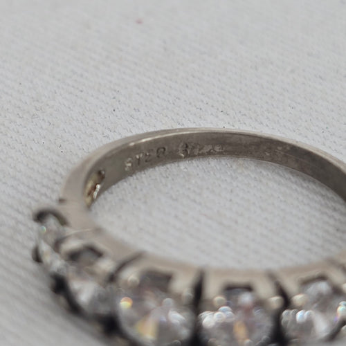 Vintage Sterling Silver Five Stone Band Ring Size 6