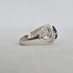 Vintage Silver Purple Stone Halo Ring Size 10