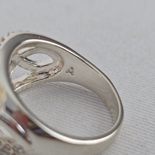 Vintage Silver Purple Stone Halo Ring Size 10