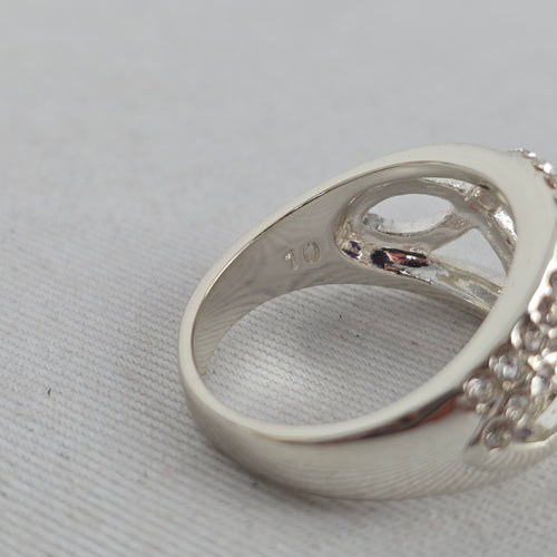 Vintage Silver Purple Stone Halo Ring Size 10