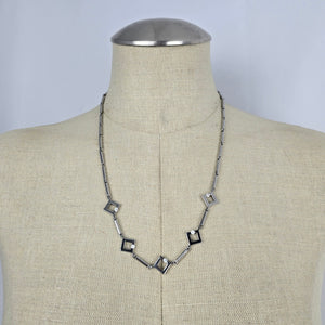 Gold & Jewels Silver Tone Geometric Square Crystal Necklace