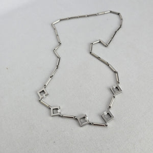 Gold & Jewels Silver Tone Geometric Square Crystal Necklace