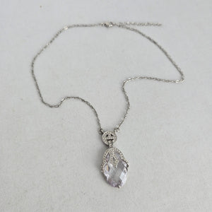 Vintage Butler Silver Oval Faceted Stone Pendant Necklace