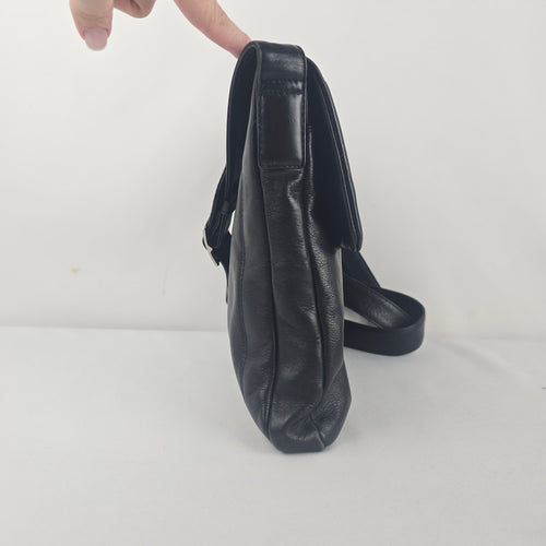 Derek Alexander Black Leather Crossbody Shoulder Bag