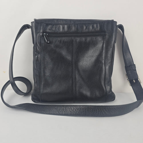 Derek Alexander Black Leather Crossbody Shoulder Bag