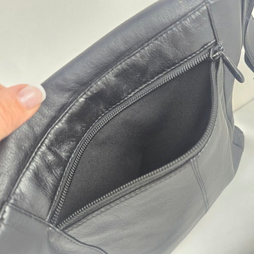 Derek Alexander Black Leather Crossbody Shoulder Bag