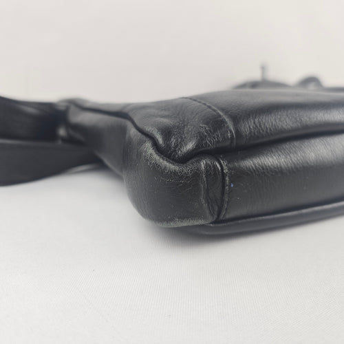 Derek Alexander Black Leather Crossbody Shoulder Bag