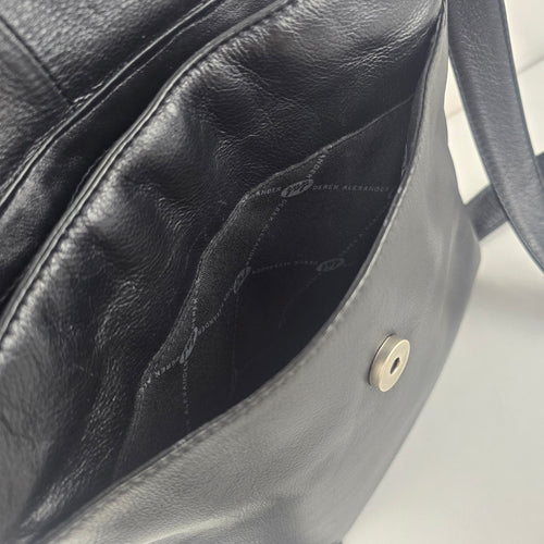 Derek Alexander Black Leather Crossbody Shoulder Bag