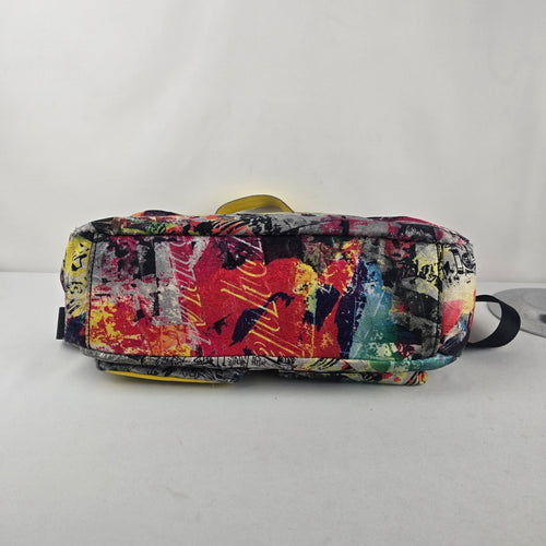 Louis Klein Multicolor Print Yellow Leather Trim Satchel Crossbody Handbag
