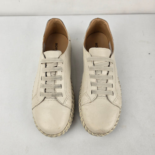 Bottero Comfort Beige Leather Bungee Slip-On Low-Top Sneakers Size 9