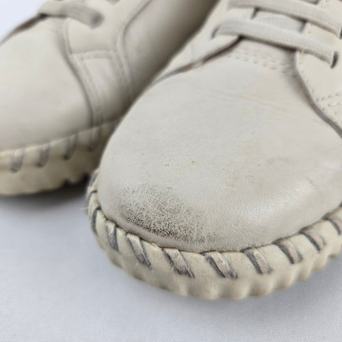 Bottero Comfort Beige Leather Bungee Slip-On Low-Top Sneakers Size 9