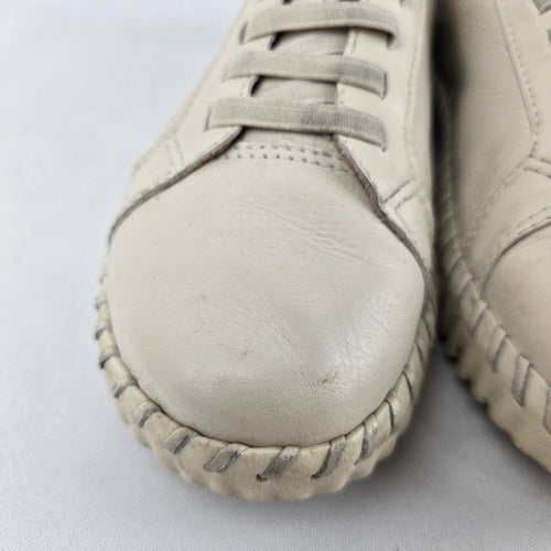 Bottero Comfort Beige Leather Bungee Slip-On Low-Top Sneakers Size 9