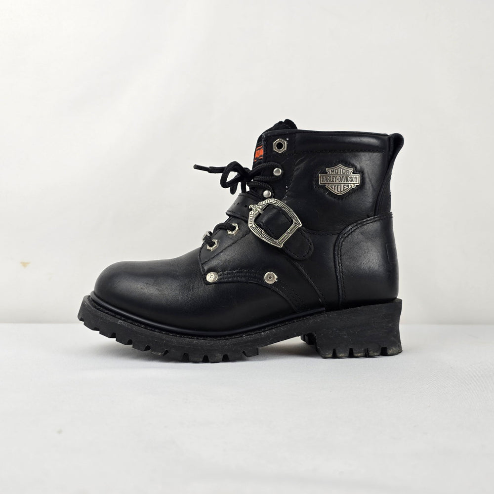 Harley-Davidson Women's Leather Motorcycle Riding Boots, Buckle Harness Lug Sole Sz 7.5
