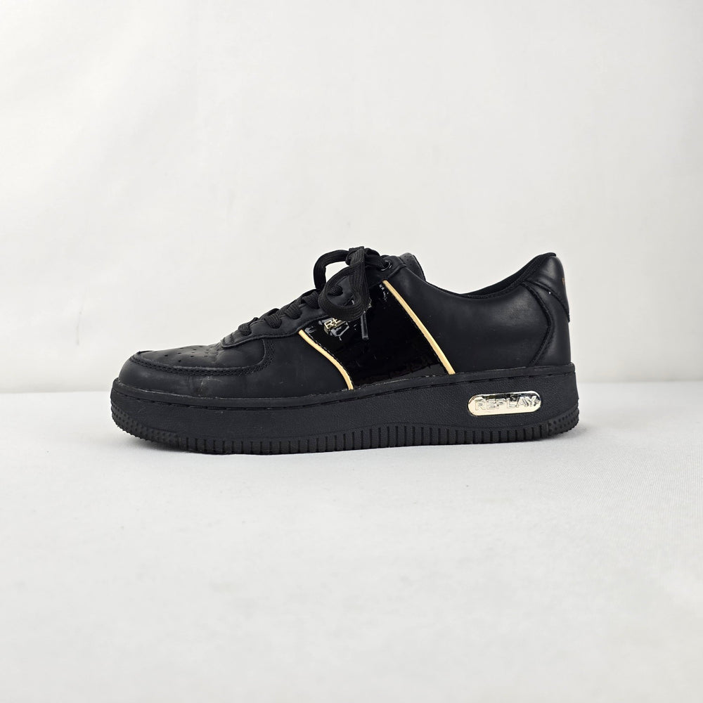 Replay Women’s Black Leather Platform Sneakers Size 38/7.5