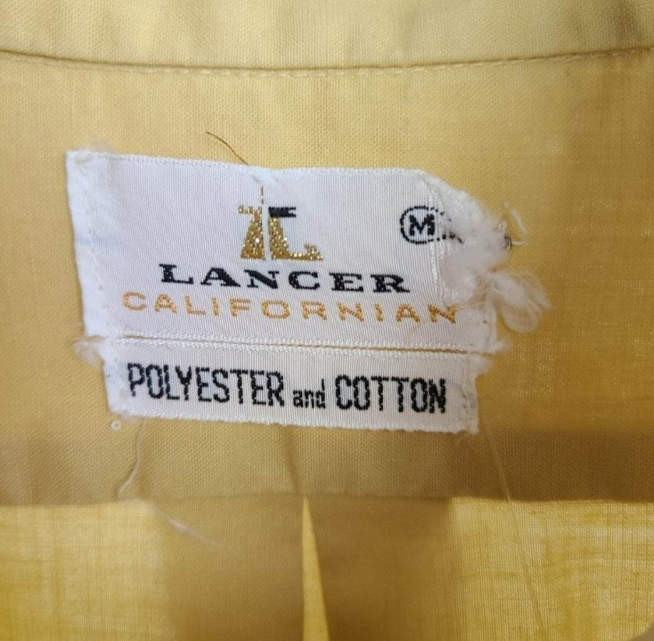 Vintage Lancer California Yellow Button Up Shirt Size M