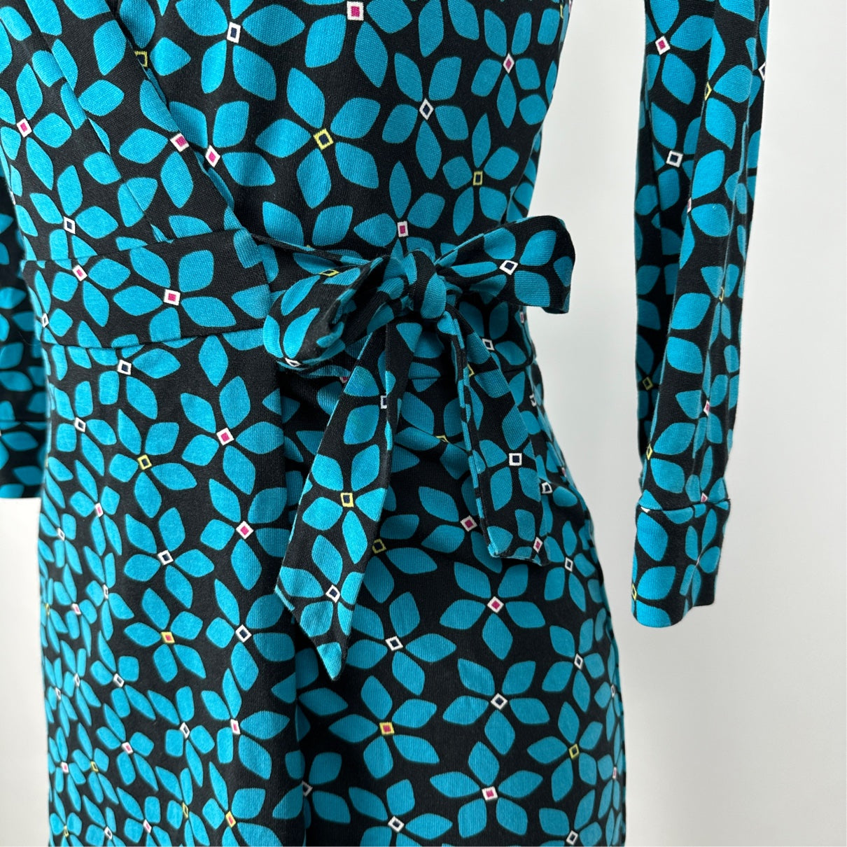 Diane Von Furstenberg Blue Cotton Wrap Romper Size 2